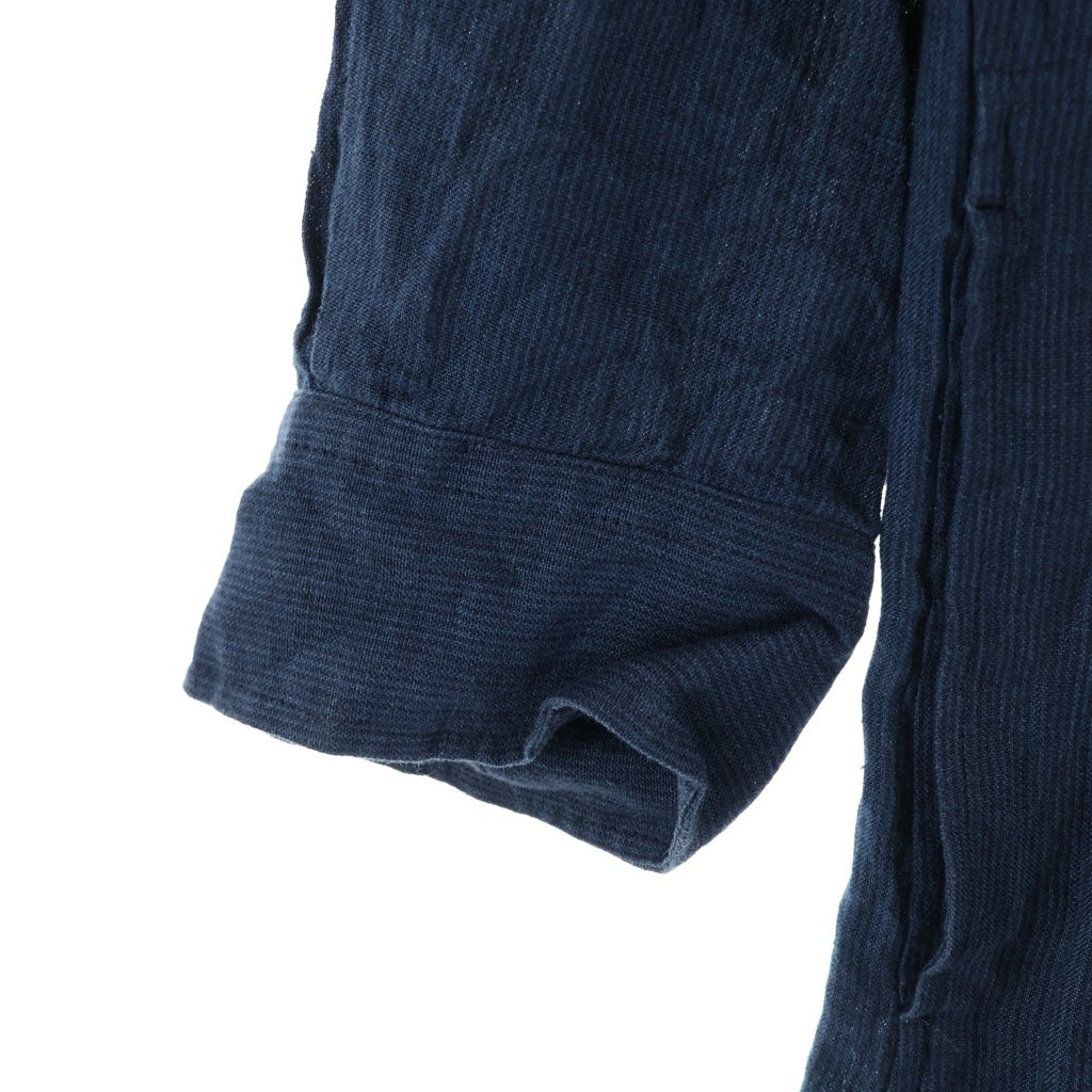 Yohji Yamamoto POUR HOMME(ヨウジヤマモト プールオム) 23SS プリーツディテール 長袖シャツ ネイビー HZ-B51-319