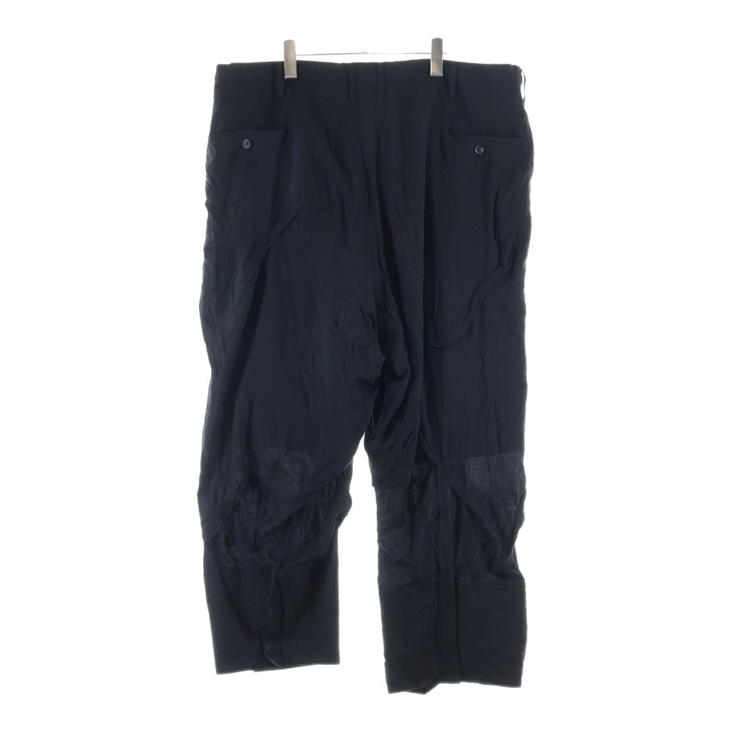 Yohji Yamamoto POUR HOMME(ヨウジヤマモト プールオム) 23SS レーヨン タック ワイドパンツ ブラック HZ-P17-218