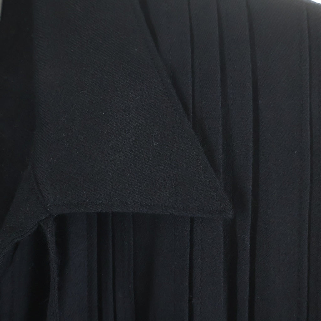 Yohji Yamamoto POUR HOMME(ヨウジヤマモト プールオム) 22AW ロングプリーツ 長袖ウールシャツ ブラック HE-B44-507