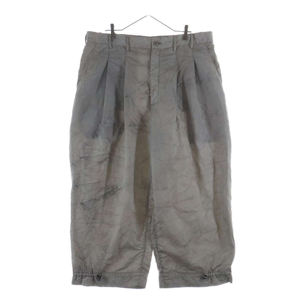 Ground Y(グラウンドワイ) 24SS SPECK DYED NYLON PANTS GS-P11-600 スペック ヴィンテージ加工 ナイロンワイドパンツ グレー