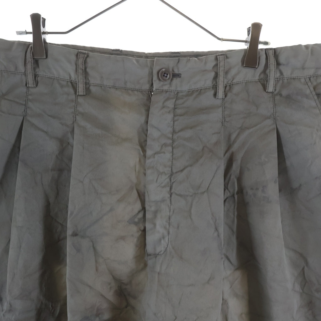 Ground Y(グラウンドワイ) 24SS SPECK DYED NYLON PANTS GS-P11-600 スペック ヴィンテージ加工 ナイロンワイドパンツ グレー