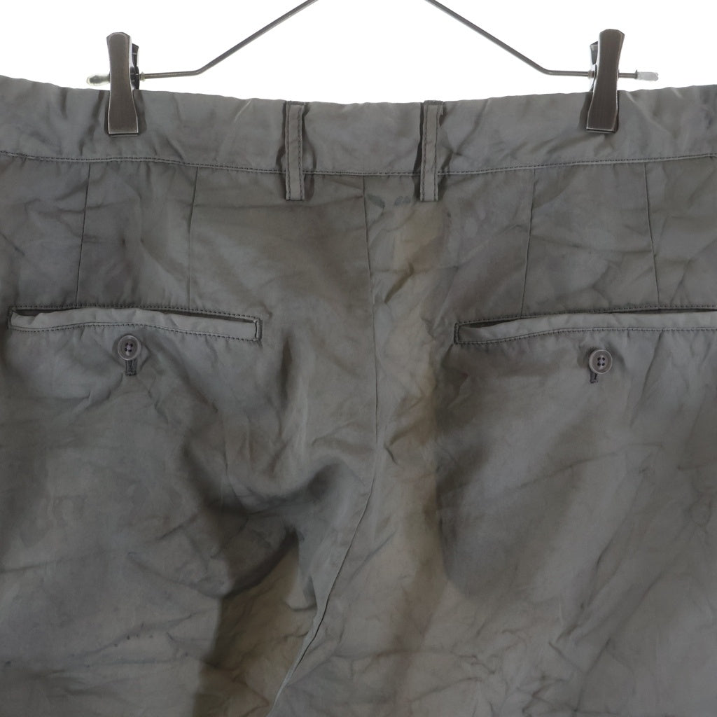 Ground Y(グラウンドワイ) 24SS SPECK DYED NYLON PANTS GS-P11-600 スペック ヴィンテージ加工 ナイロンワイドパンツ グレー