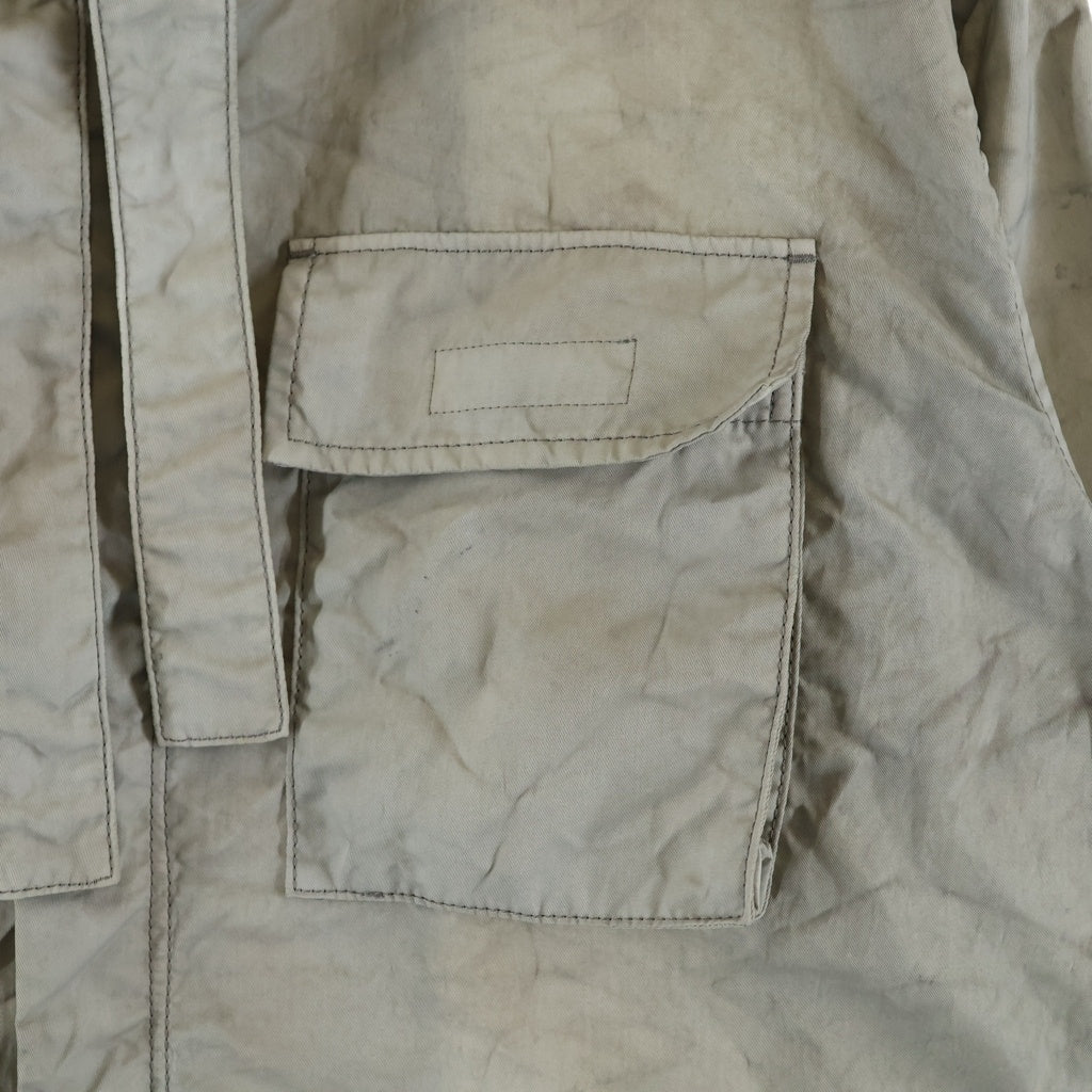Ground Y(グラウンドワイ) 24SS SPECK DYED NYLON CROSS MILITARY DRESS SHIRT GS-D03-600 スペック ヴィンテージ加工 ナイロン クロス ミリタリー長袖ドレスシャツ グレー