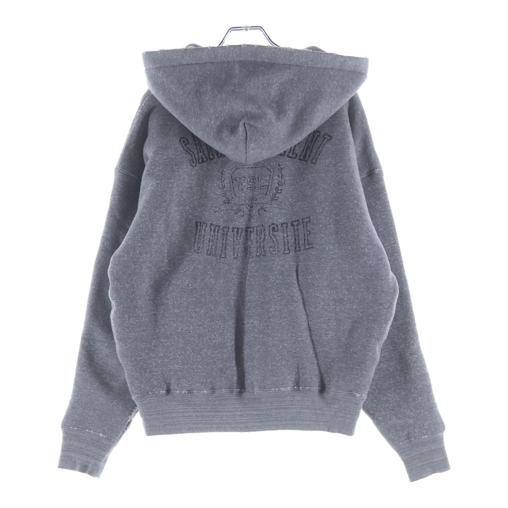 SAINT LAURENT PARIS(サンローランパリ) 22AW ダメージ加工プルオーバーパーカー フーディ グレー 712301