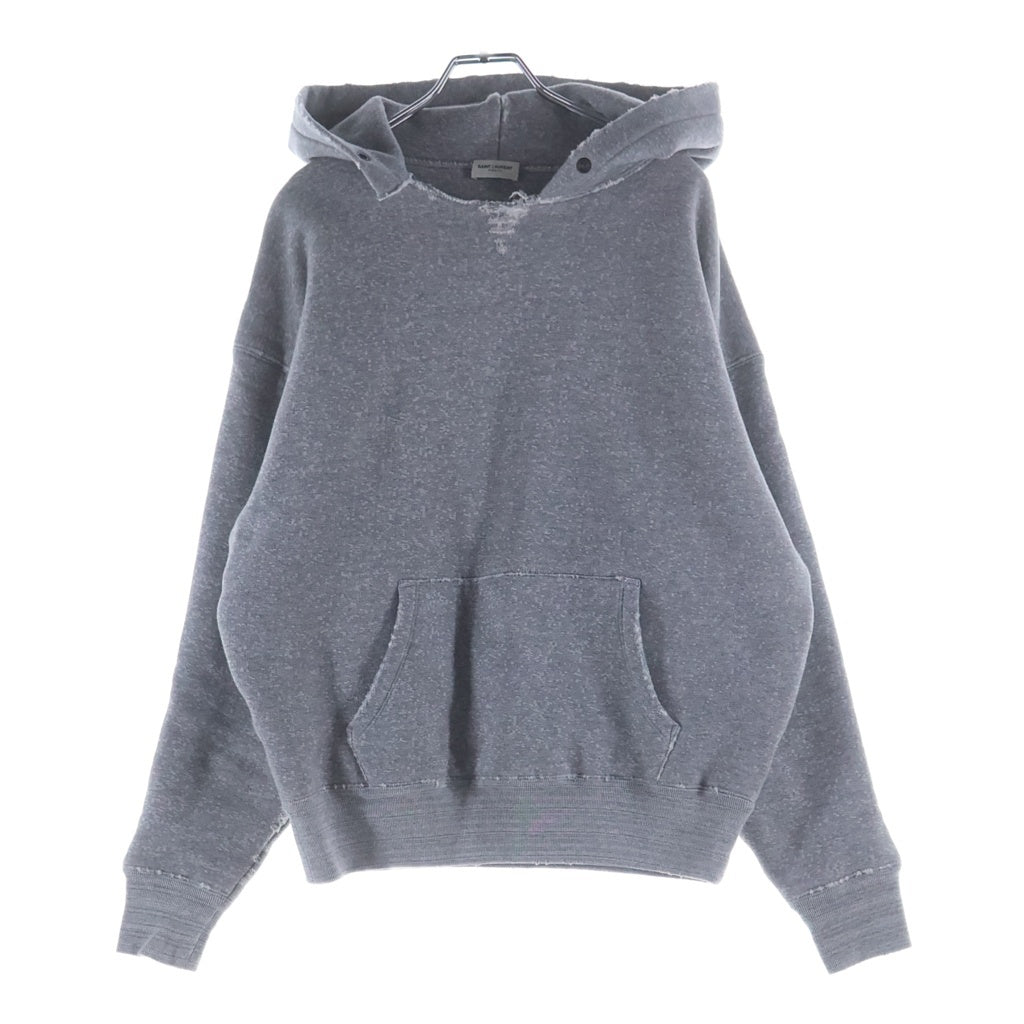 SAINT LAURENT PARIS(サンローランパリ) 22AW ダメージ加工プルオーバーパーカー フーディ グレー 712301