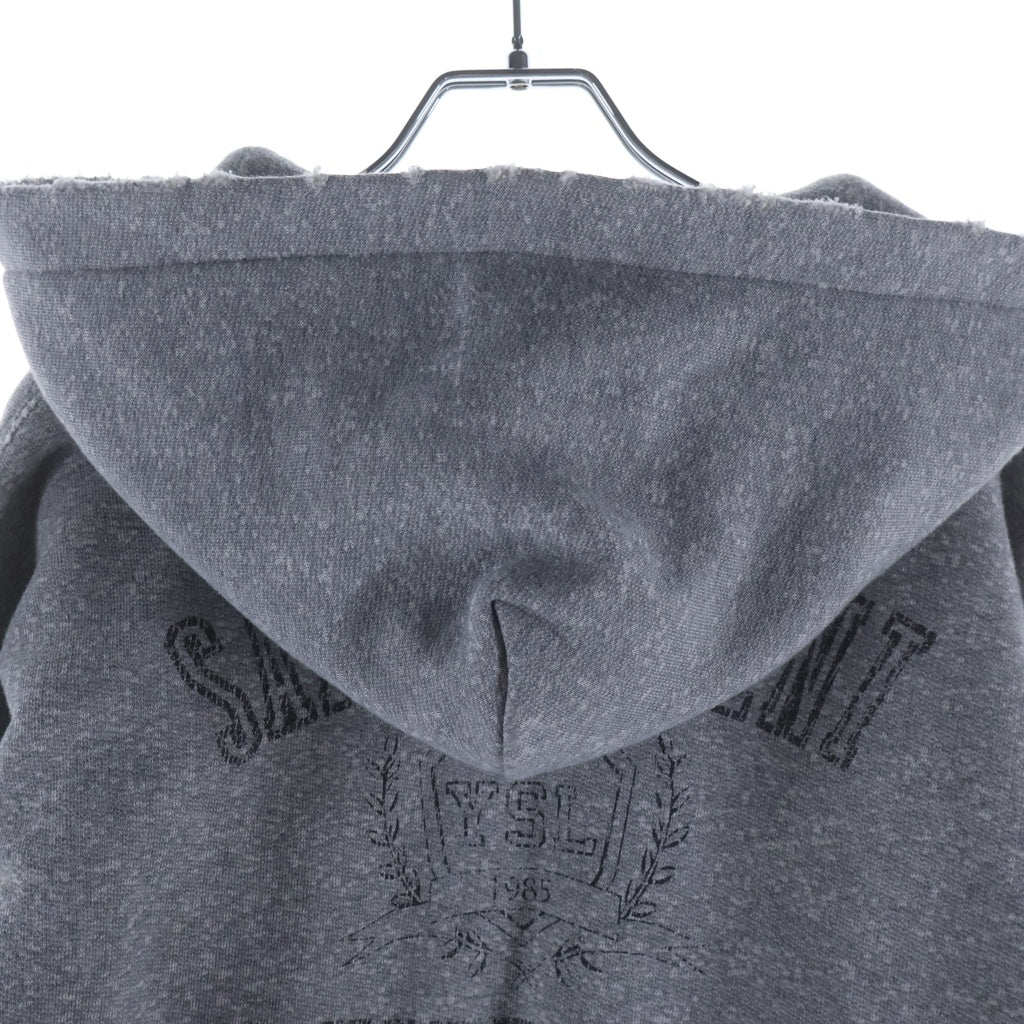 SAINT LAURENT PARIS(サンローランパリ) 22AW ダメージ加工プルオーバーパーカー フーディ グレー 712301