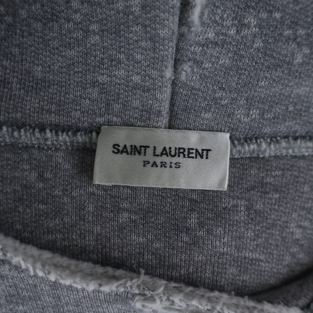 SAINT LAURENT PARIS(サンローランパリ) 22AW ダメージ加工プルオーバーパーカー フーディ グレー 712301