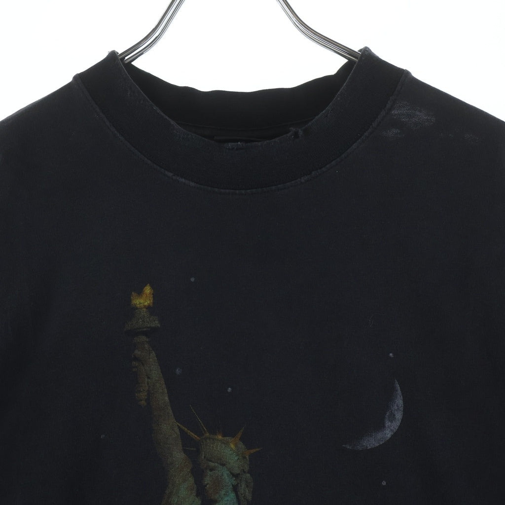 BALENCIAGA(バレンシアガ) 24SS Paris Liberty 764235 TQVR9 パリス リバティ ダメージ加工 クルーネック半袖Tシャツ カットソー ブラック
