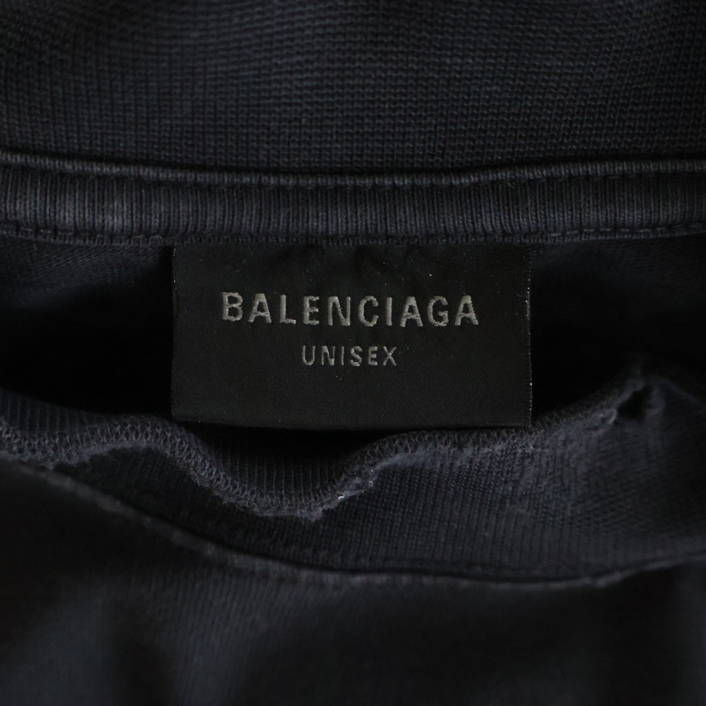 BALENCIAGA(バレンシアガ) 24SS Paris Liberty 764235 TQVR9 パリス リバティ ダメージ加工 クルーネック半袖Tシャツ カットソー ブラック