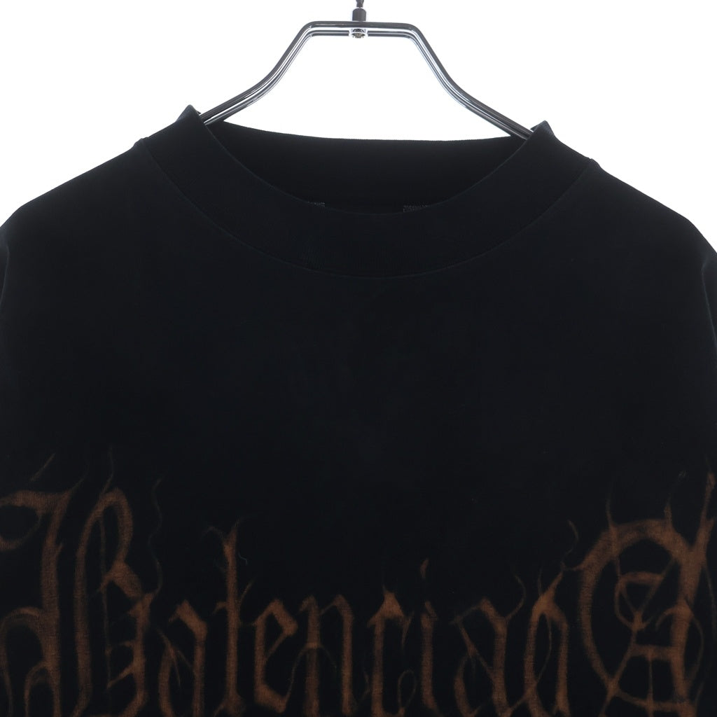 BALENCIAGA(バレンシアガ) 23SS Heavy Metal Long Sleeve T-shirt 739783 TOVE1 ヘビーメタルロゴ ダメージ加工 クルーネック長袖Tシャツカットソー ロンT ブラック