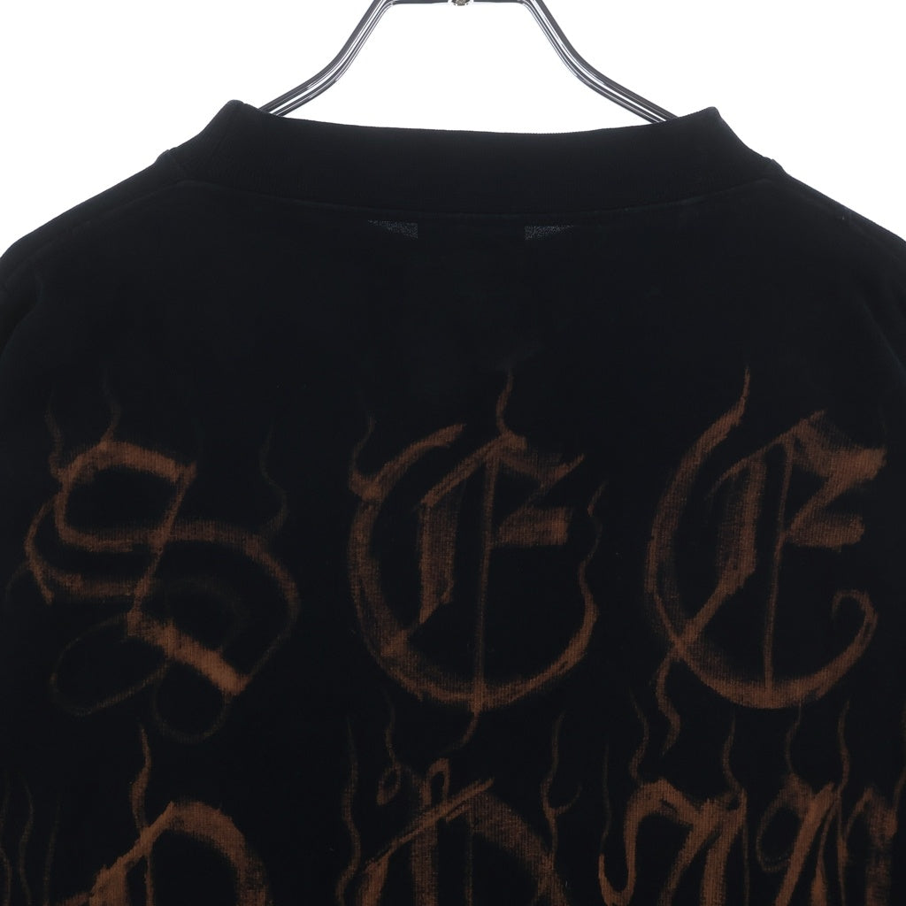 BALENCIAGA(バレンシアガ) 23SS Heavy Metal Long Sleeve T-shirt 739783 TOVE1 ヘビーメタルロゴ ダメージ加工 クルーネック長袖Tシャツカットソー ロンT ブラック