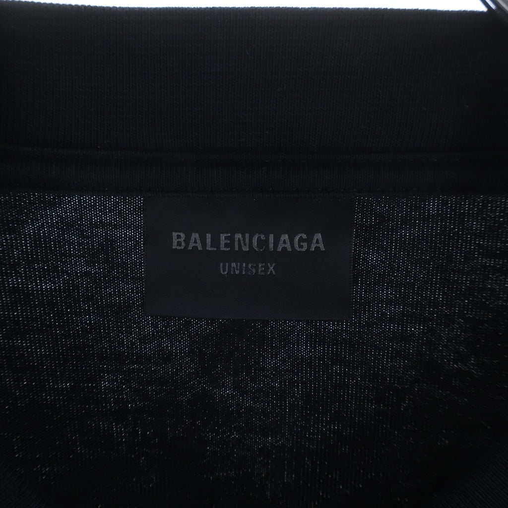 BALENCIAGA(バレンシアガ) 23SS Heavy Metal Long Sleeve T-shirt 739783 TOVE1 ヘビーメタルロゴ ダメージ加工 クルーネック長袖Tシャツカットソー ロンT ブラック