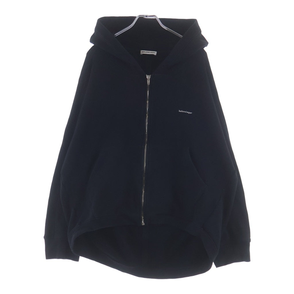 BALENCIAGA(バレンシアガ) 18AW フロントワンポイントロゴプリント ジップアップパーカー フーディ ブラック 482205