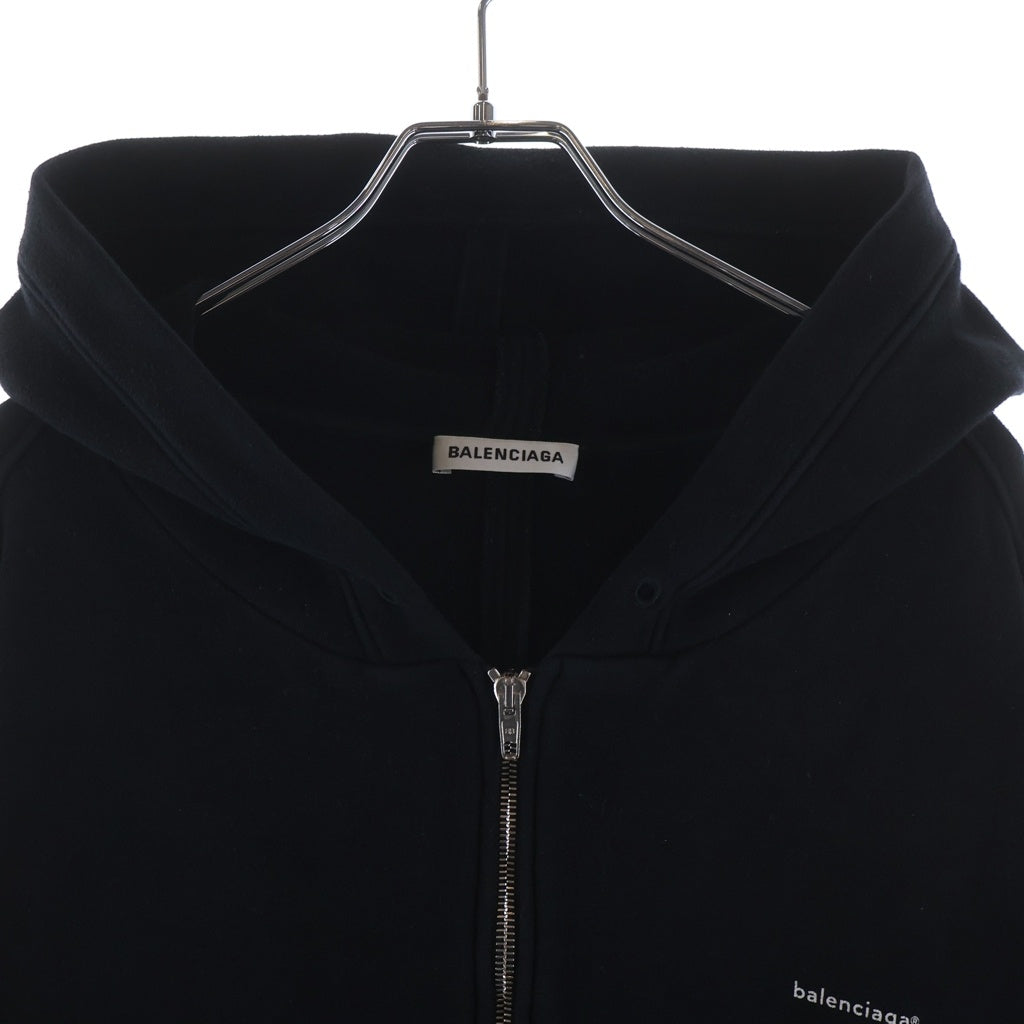 BALENCIAGA(バレンシアガ) 18AW フロントワンポイントロゴプリント ジップアップパーカー フーディ ブラック 482205