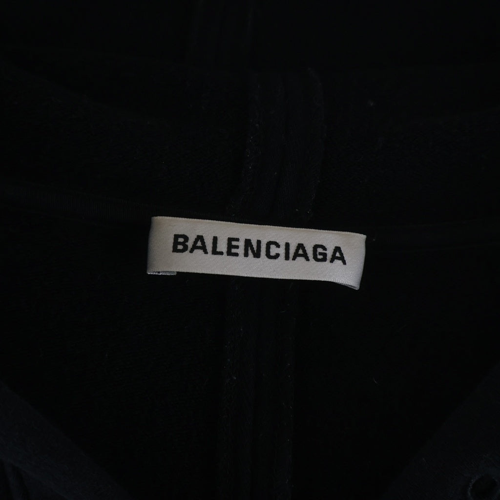 BALENCIAGA(バレンシアガ) 18AW フロントワンポイントロゴプリント ジップアップパーカー フーディ ブラック 482205