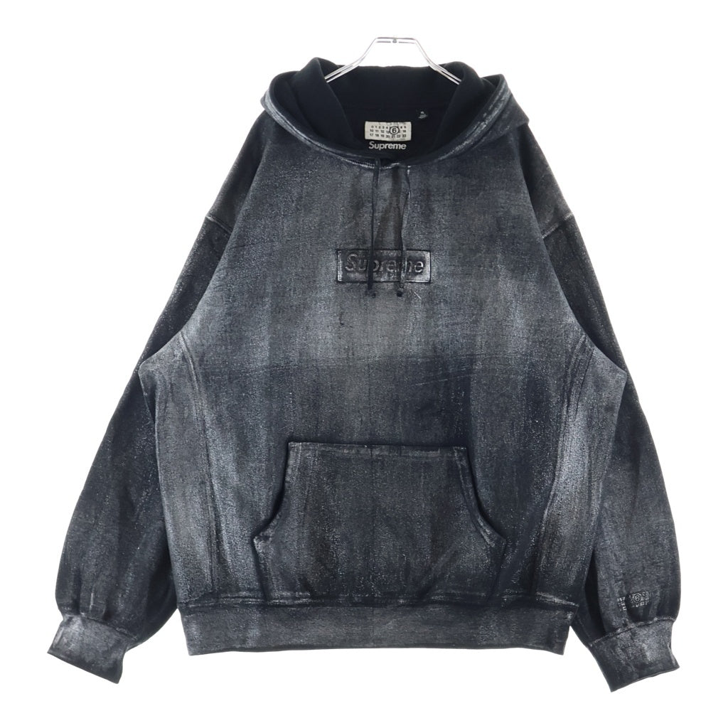 SUPREME(シュプリーム) 24SS ×MM6 Maison Margiela Foil Box Logo Hooded Sweatshirt エムエムシックス メゾンマルジェラ ホイル ボックスロゴ プルオーバーパーカー グレー