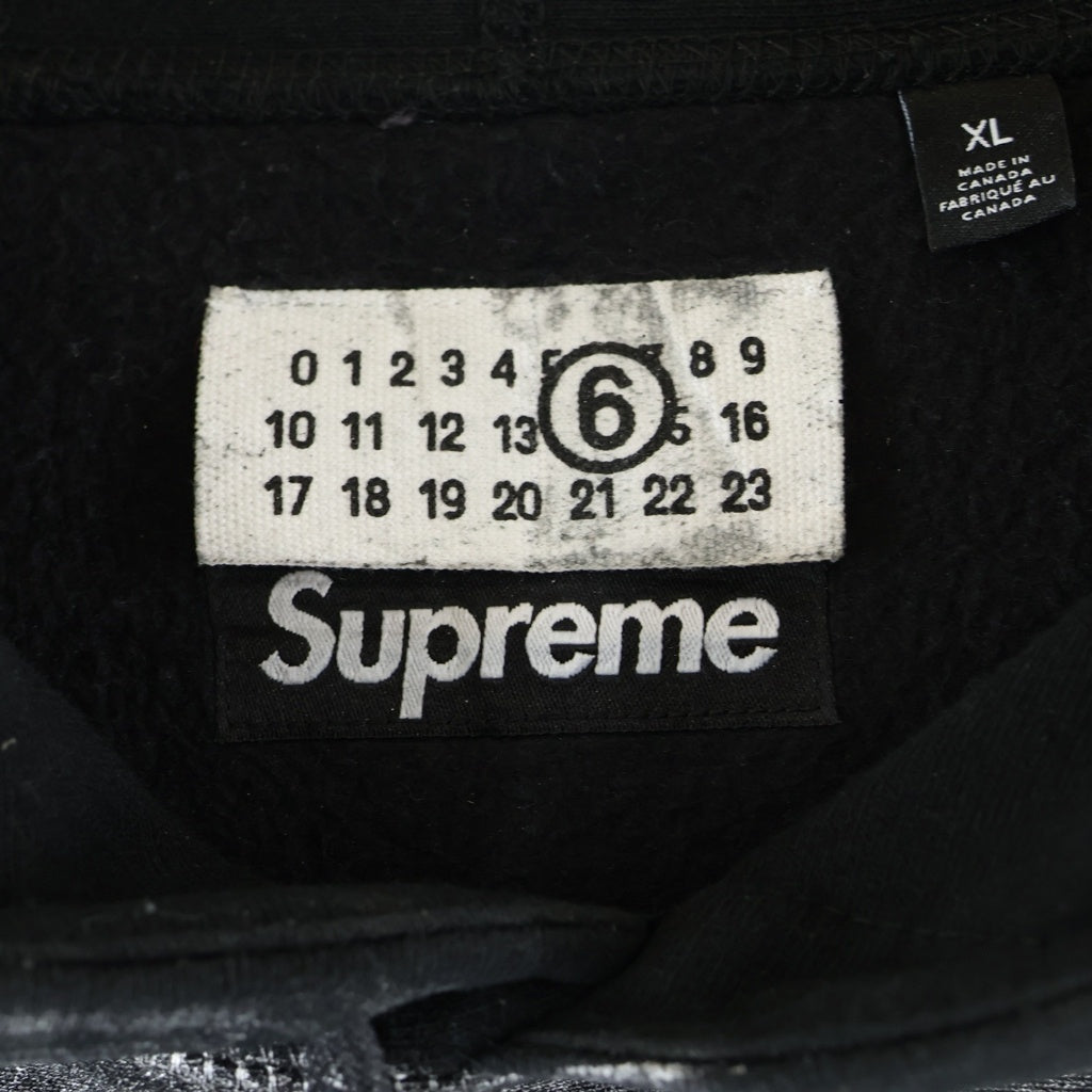 SUPREME(シュプリーム) 24SS ×MM6 Maison Margiela Foil Box Logo Hooded Sweatshirt エムエムシックス メゾンマルジェラ ホイル ボックスロゴ プルオーバーパーカー グレー