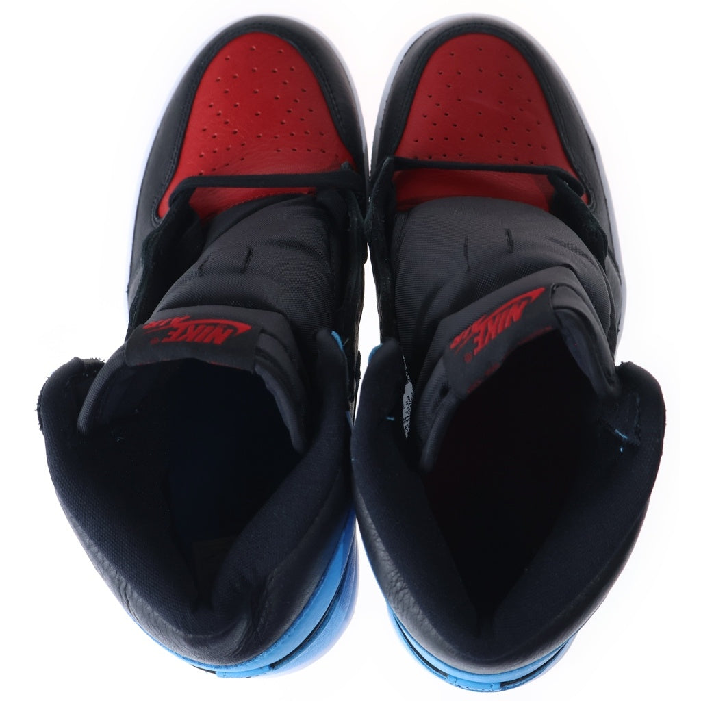 NIKE(ナイキ) AIR JORDAN 1 HIGH OG UNC TO CHICAGO エアジョーダン1 OG UNCトゥシカゴ ハイカットスニーカー ブラック/レッド/ブルー US8/25cm CD0461-046 レディース