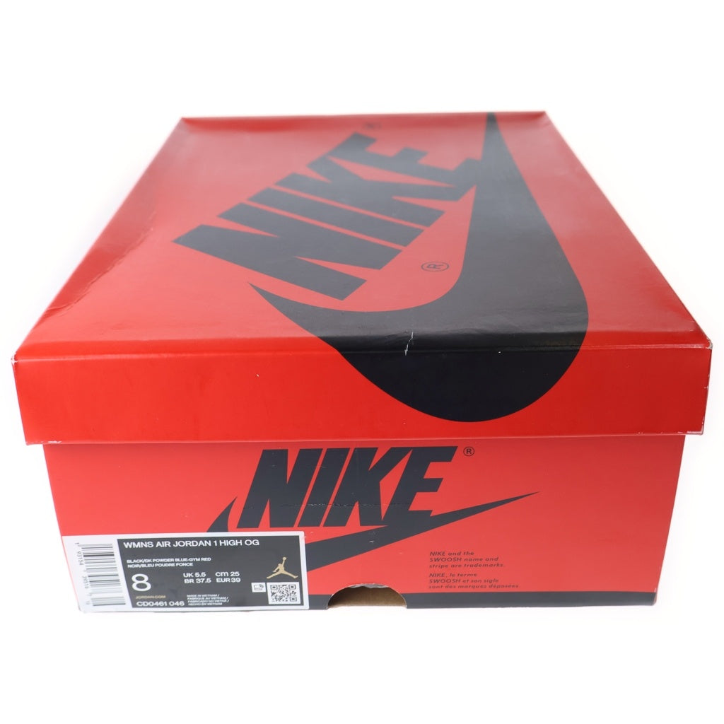 NIKE(ナイキ) AIR JORDAN 1 HIGH OG UNC TO CHICAGO エアジョーダン1 OG UNCトゥシカゴ ハイカットスニーカー ブラック/レッド/ブルー US8/25cm CD0461-046 レディース