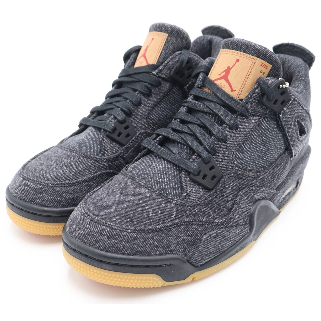 NIKE(ナイキ) ×LEVI'S AIR JORDAN 4 BG BLACK DENIM リーバイス エアジョーダン4 BG ブラックデニム US6.5Y/24.5cm AQ9103-001