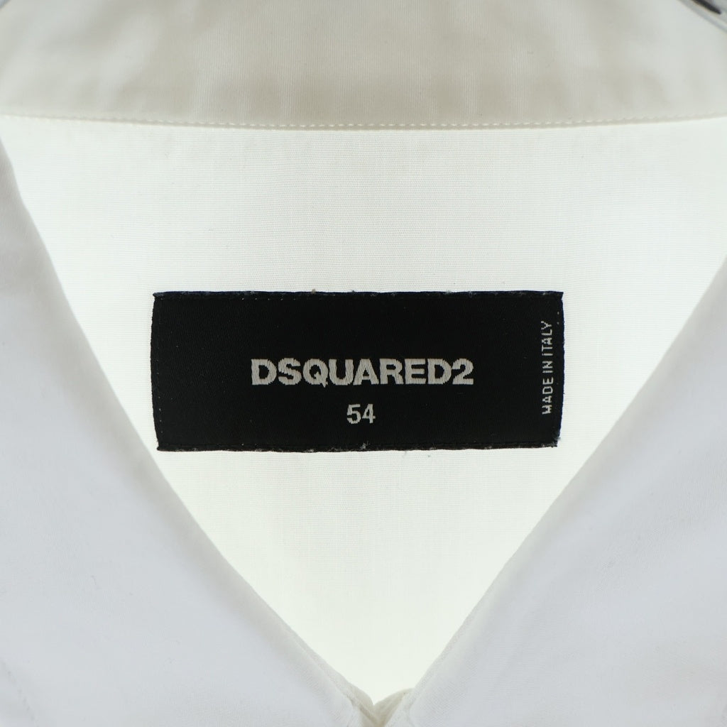 DSQUARED2(ディースクエアード) 23AW Relaxed Dan Graffiti Shirt S71DM0669 リラックスド グラフィティロゴプリント 長袖コットンシャツ ホワイト
