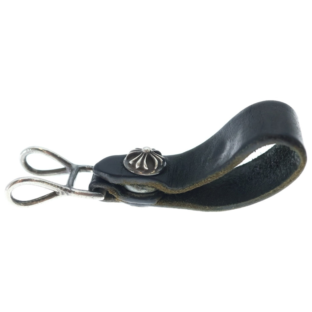CHROME HEARTS(クロムハーツ) BELT LOOP クロスボールボタンレザーベルトループ シルバー/ブラック BCA397