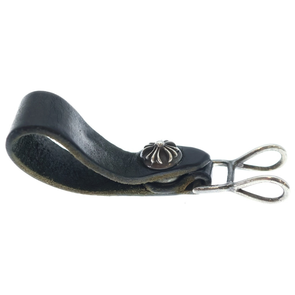 CHROME HEARTS(クロムハーツ) BELT LOOP クロスボールボタンレザーベルトループ シルバー/ブラック BCA397