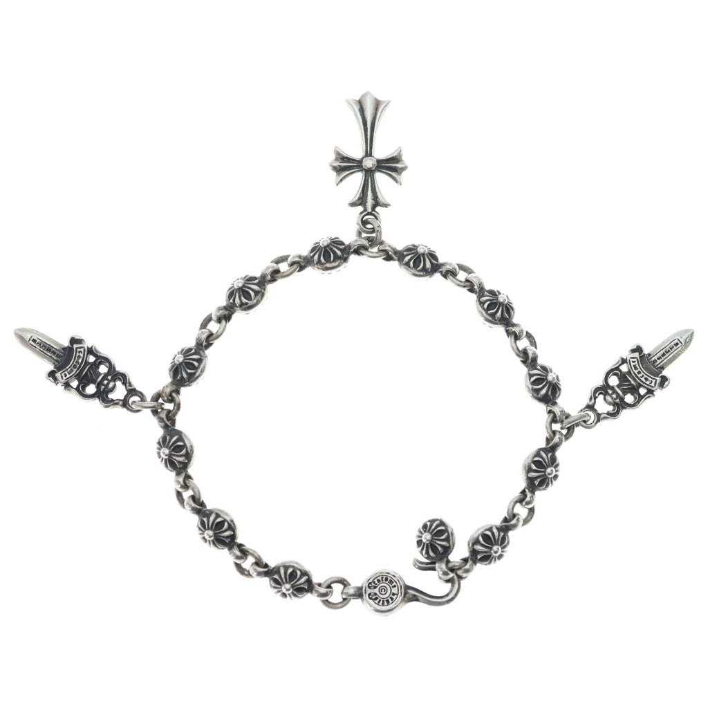 CHROME HEARTS(クロムハーツ) NO1 BALL #1クロスボール #5ダガー タイニーCHクロス モチーフ ブレスレット シルバー BCA172