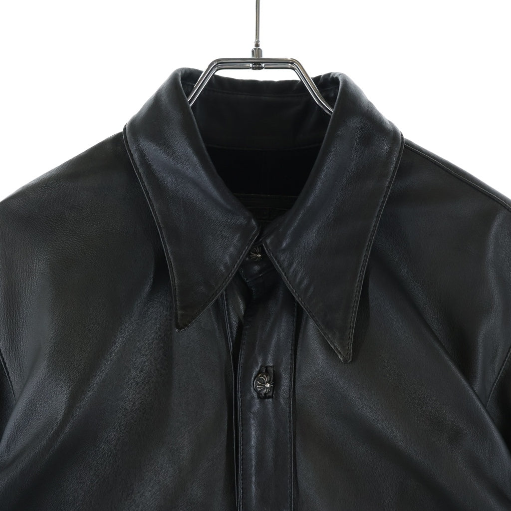 CHROME HEARTS(クロムハーツ) クロスボールボタン 長袖レザーシャツ