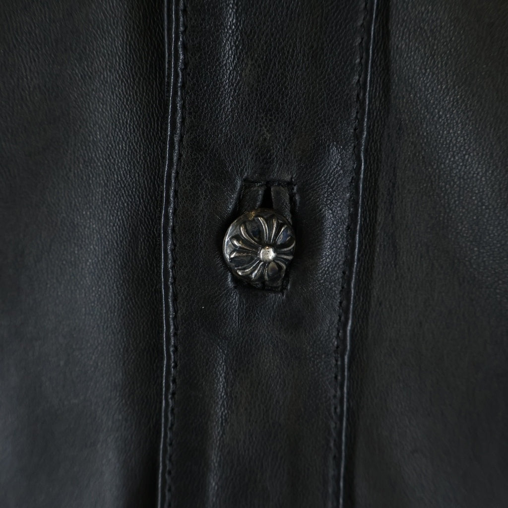 CHROME HEARTS(クロムハーツ) クロスボールボタン 長袖レザーシャツ