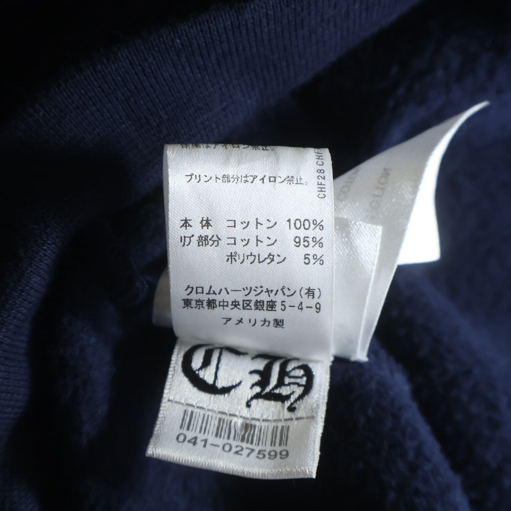 CHROME HEARTS(クロムハーツ) SWTSHRT HD PLVR バックホースシュー袖フローラルプリント プルオーバーパーカー フーディ ネイビー/レッド
