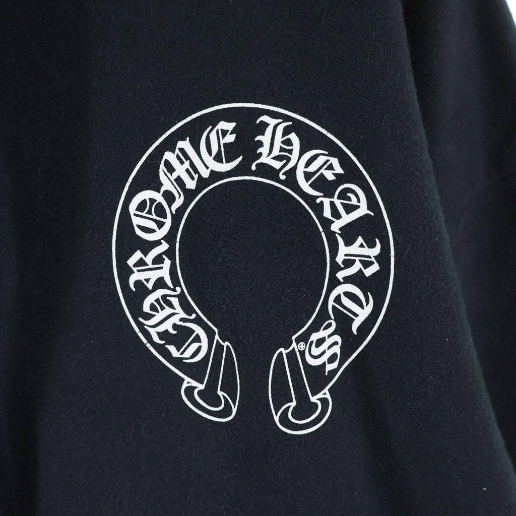 CHROME HEARTS(クロムハーツ) SWTSHRT PLVR 袖フローラルバックホースシュープリント プルオーバースウェットパーカー フーディ ブラック