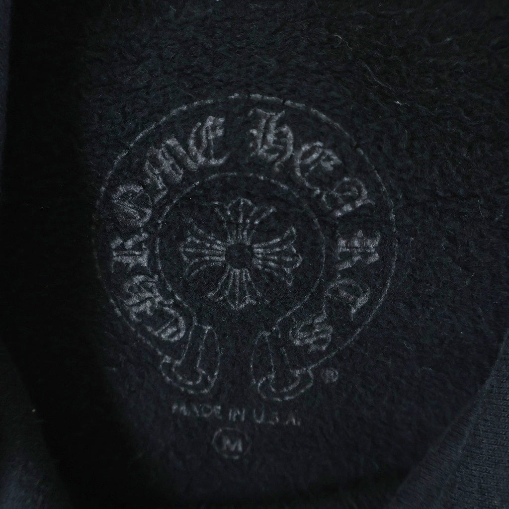 CHROME HEARTS(クロムハーツ) SWTSHRT PLVR 袖フローラルバックホースシュープリント プルオーバースウェットパーカー フーディ ブラック