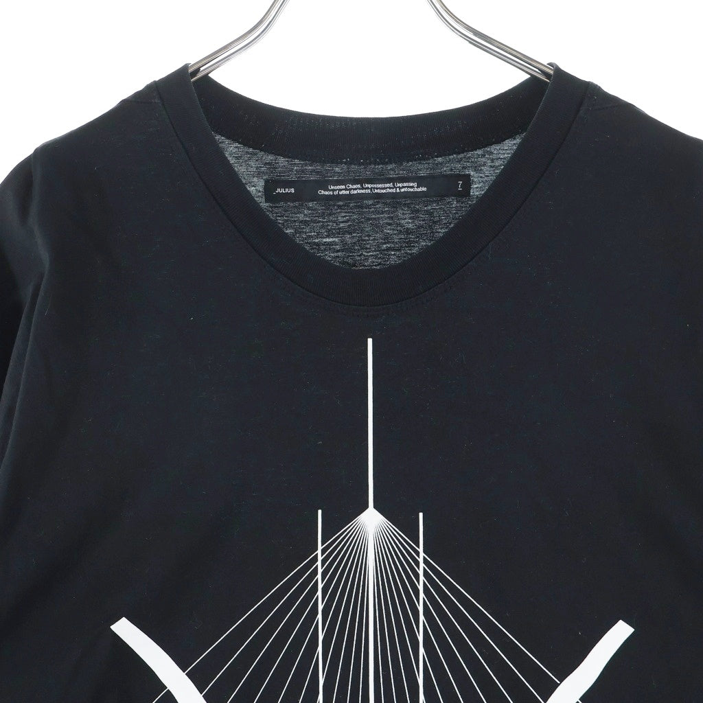 JULIUS(ユリウス) 24SS COTTON SZ JERSEY 847CPM1 コットン プリント ベーシック クルーネック半袖Tシャツカットソー ブラック