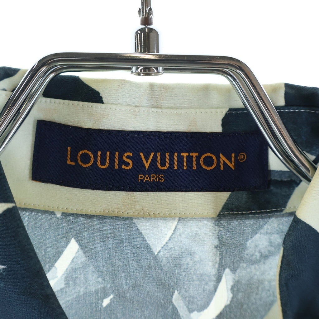 LOUIS VUITTON(ルイヴィトン) 24SS モノグラムフラワープリント 総柄 コットンポプリンシャツ ホワイト/ブルー RM241M FVO HQS13