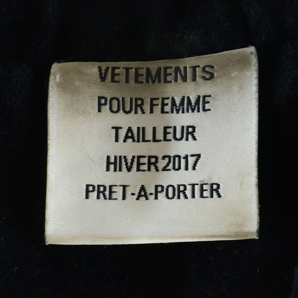 VETEMENTS(ヴェトモン) 16AW Velvet Blazer tailored jacket ヴェルデッド ブレザー テーラードジャケット ブラック WF17JA1
