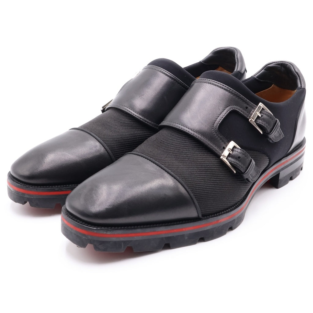 CHRISTIAN LOUBOUTIN(クリスチャンルブタン) ダブルモンクストラップ ローカットレザーシューズ ブラック
