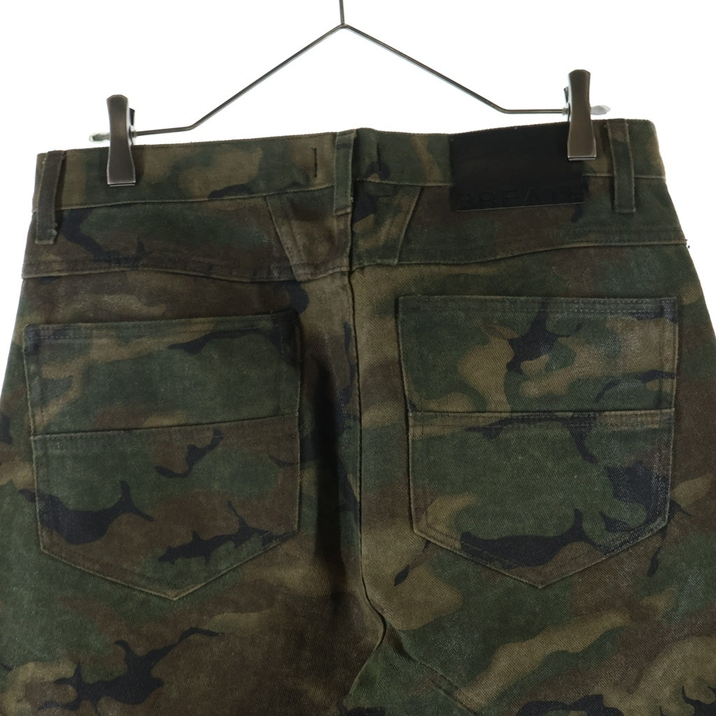 BREATH ブレス 25AWCOATING BIKER CAMO PANTデニムパンツ カーキ BR25AW P1006 BREATH(ブレス) 25AWCOATING BIKER CAMO PANTデニムパンツ カーキ