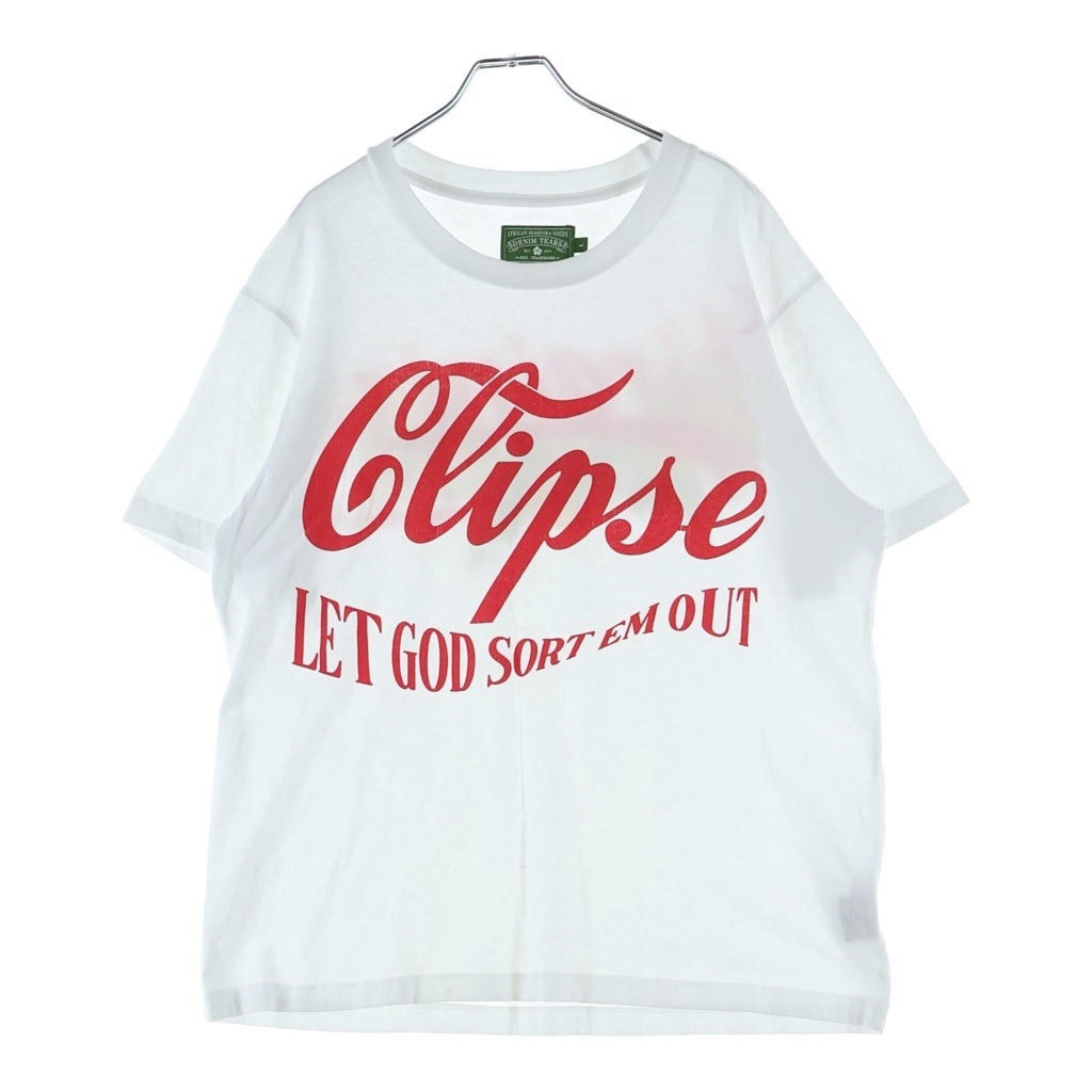 DENIM TEARS(デニムティアーズ) ×Clipse Let God Sort Em Out クリプス レット ゴッド ソート エム アウト 両面プリントクルーネック半袖Tシャツカットソー ホワイト/レッド