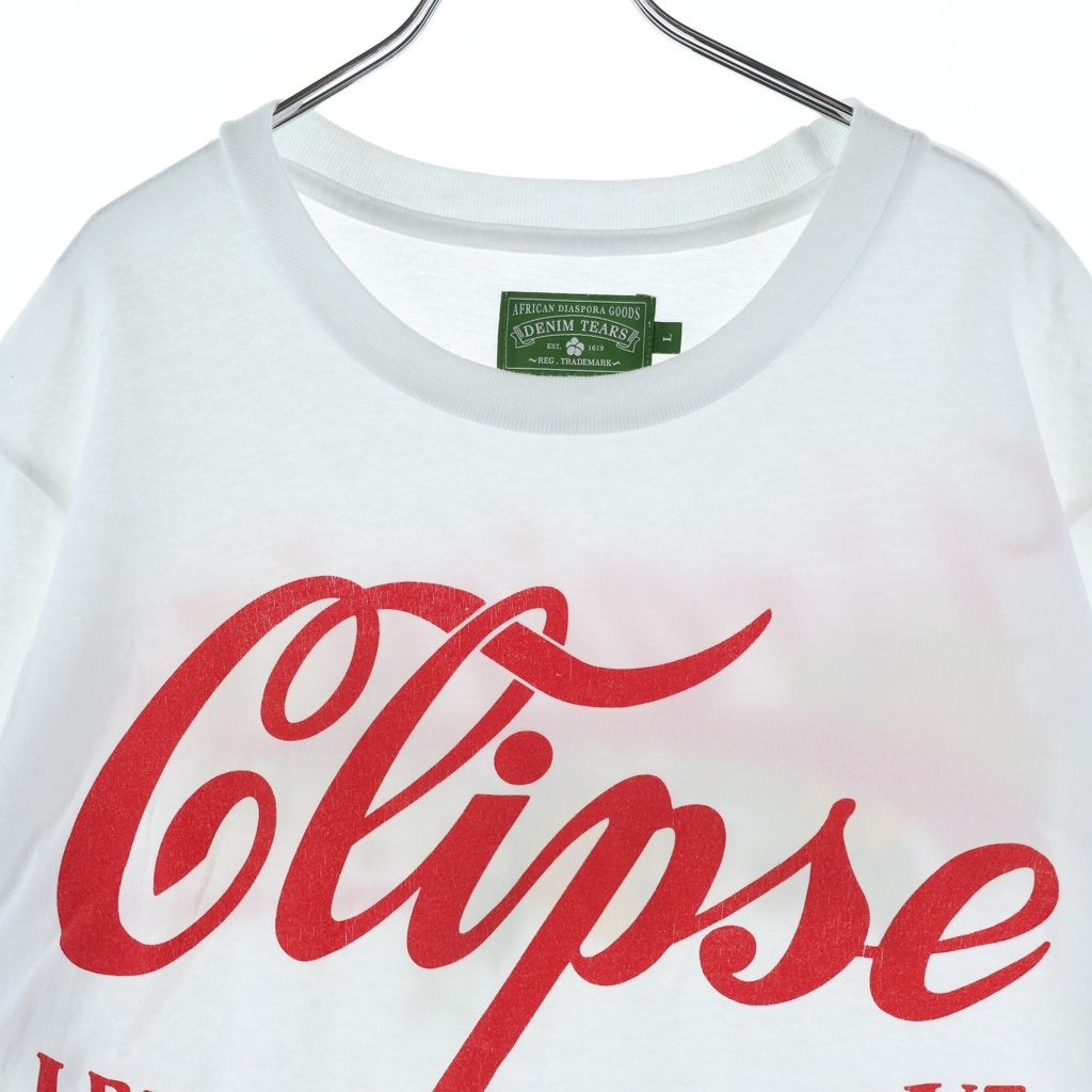 DENIM TEARS(デニムティアーズ) ×Clipse Let God Sort Em Out クリプス レット ゴッド ソート エム アウト 両面プリントクルーネック半袖Tシャツカットソー ホワイト/レッド
