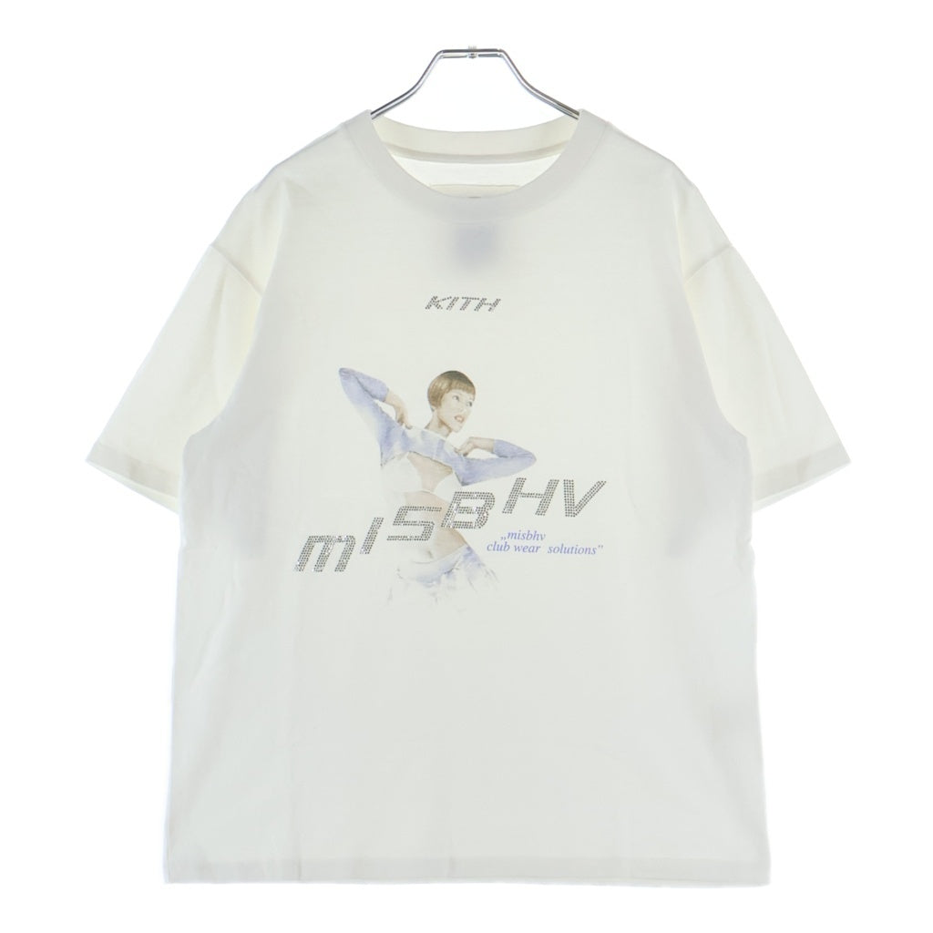 KITH(キス) ×MISBHV ミスビヘイブ フロントラインストーンロゴ クルーネック半袖Tシャツカットソー ホワイト