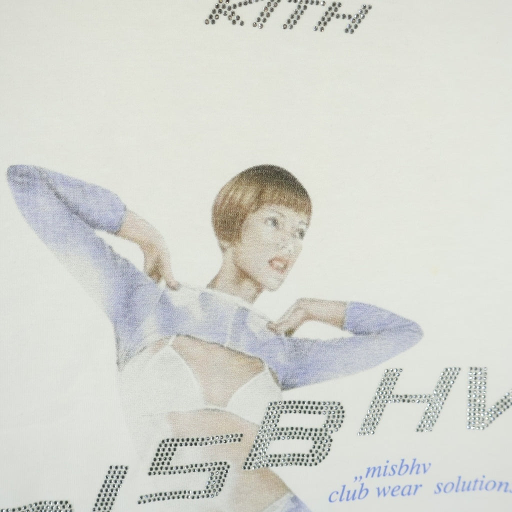 KITH(キス) ×MISBHV ミスビヘイブ フロントラインストーンロゴ クルーネック半袖Tシャツカットソー ホワイト
