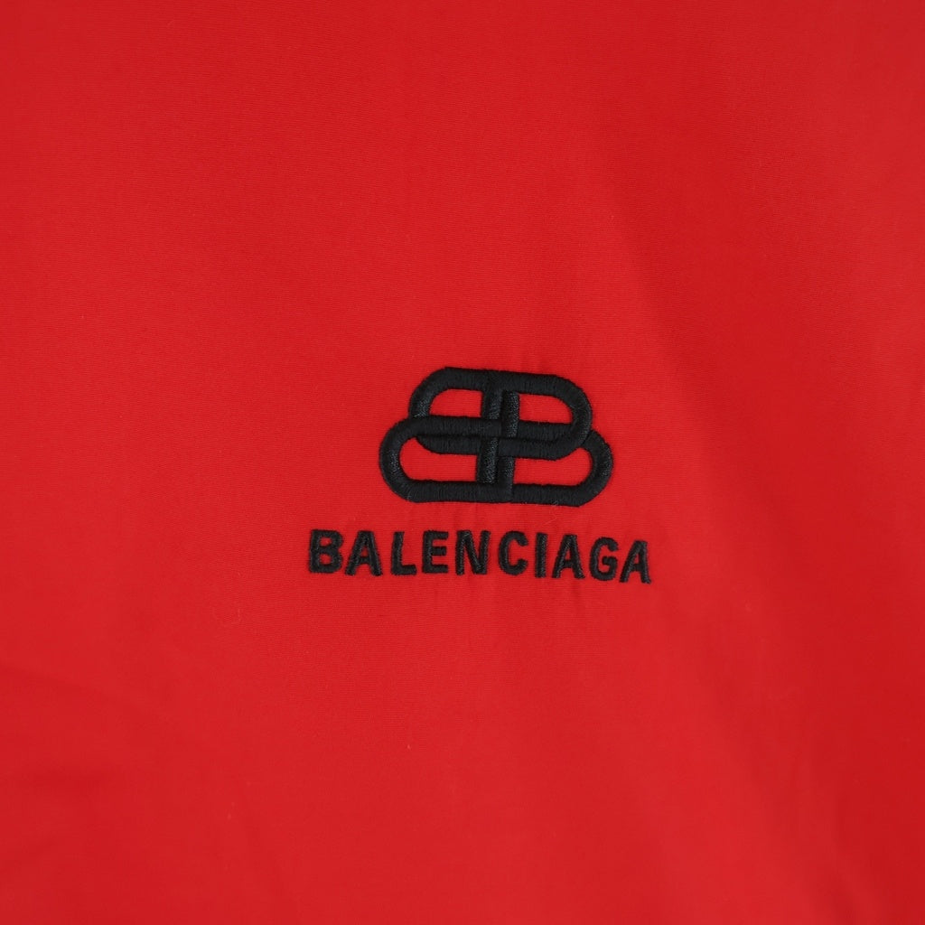 BALENCIAGA(バレンシアガ) 19AW フロントBBロゴ刺繍 ジップアップナイロントラックジャケット ブラック/レッド 602278