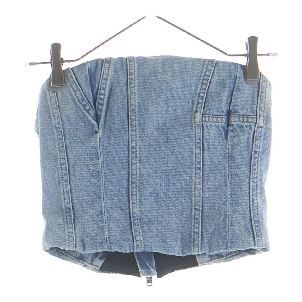 AMIRI(アミリ) 24SS MA DENIM BUSTIER フェード加工 バックロゴパッチ刺繍 デニムビスチェ ベスト レディース インディゴ