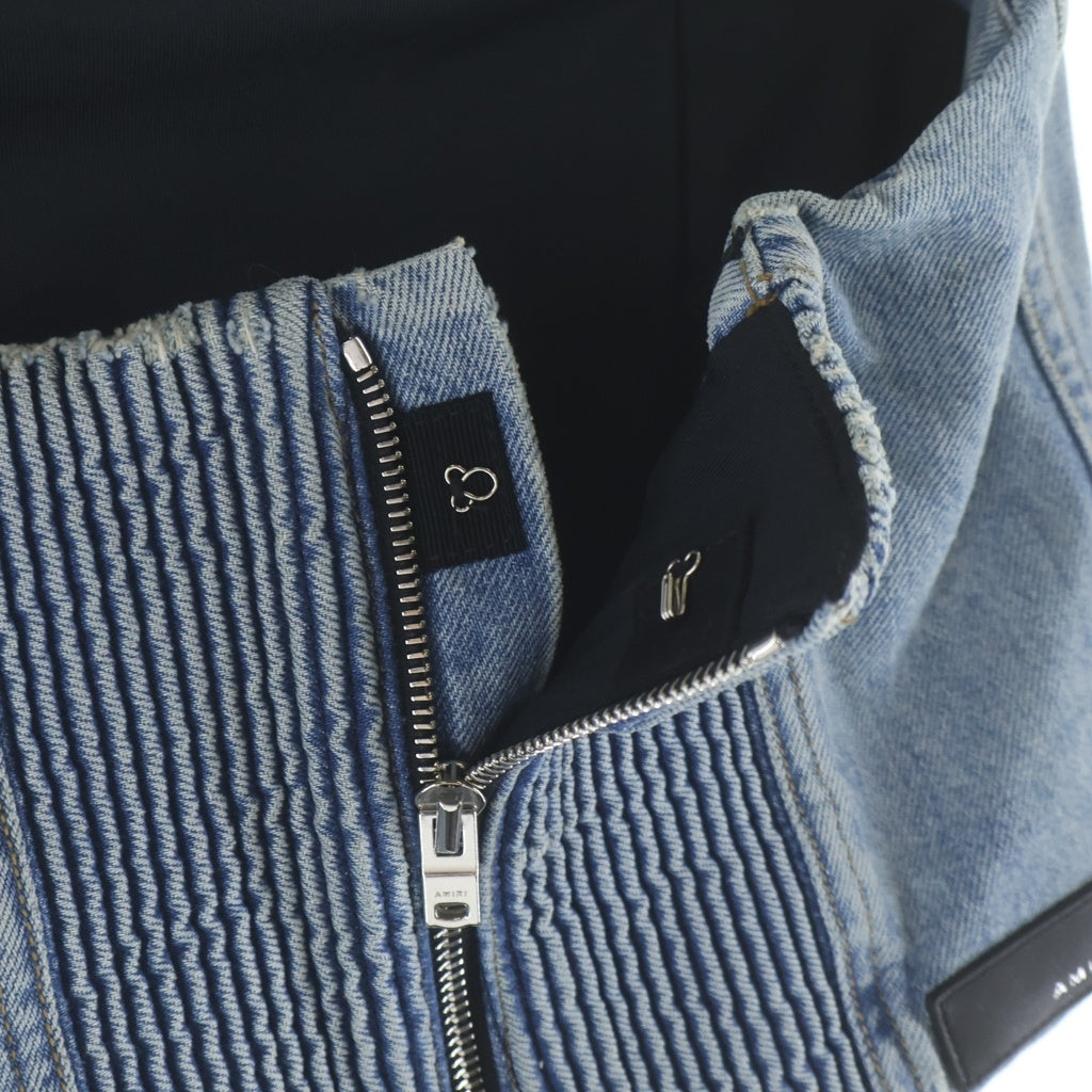 AMIRI(アミリ) 24SS MA DENIM BUSTIER フェード加工 バックロゴパッチ刺繍 デニムビスチェ ベスト レディース インディゴ