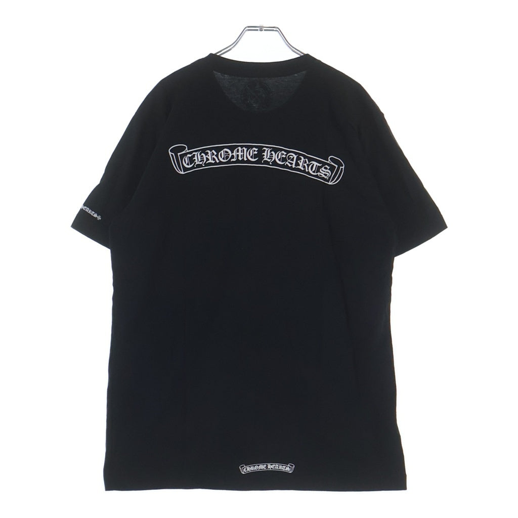 CHROME HEARTS(クロムハーツ) スクロールロゴプリント胸ポケット バックスクロールロゴプリント 半袖クルーネックTシャツ ブラック