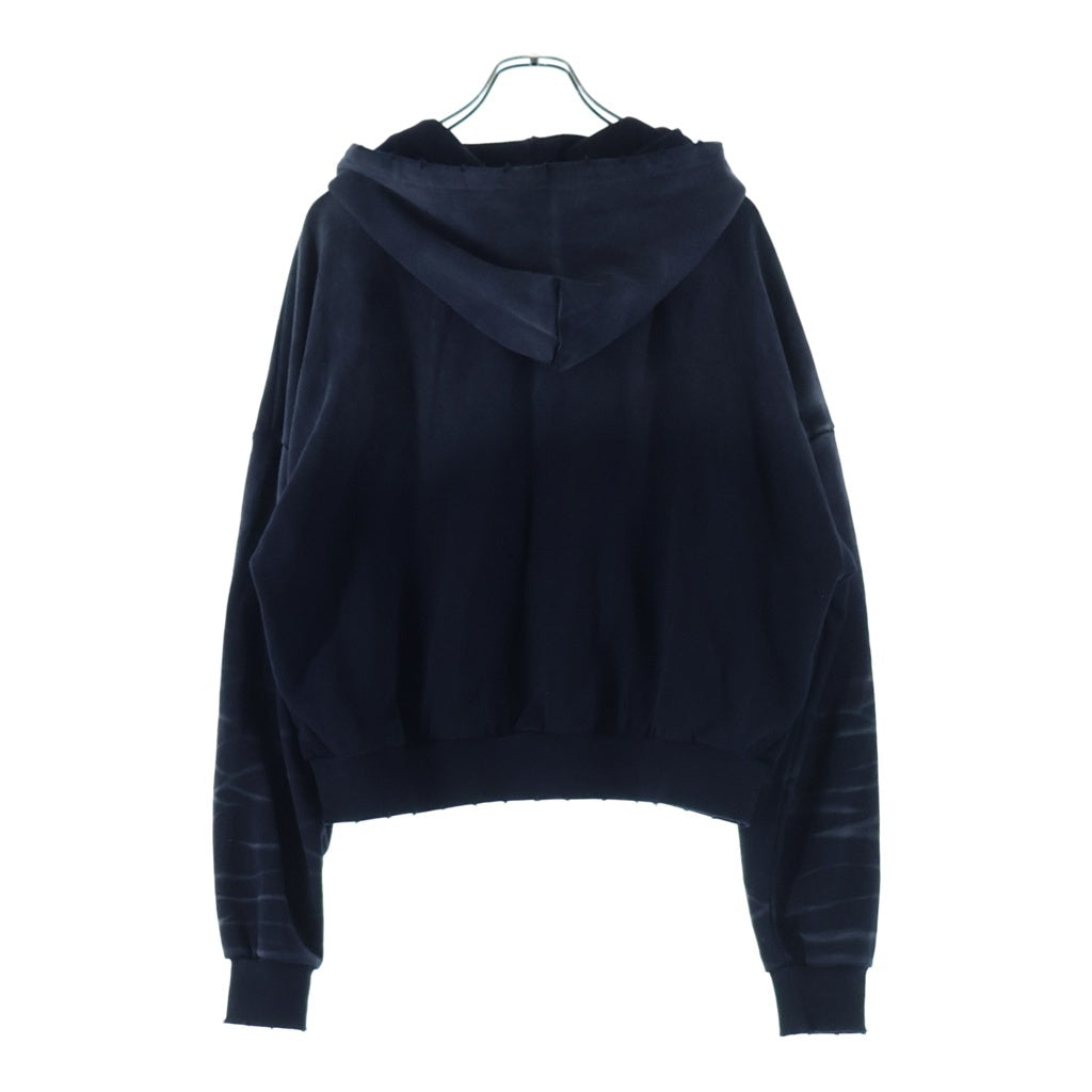 NO BRAND(ノーブランド) OZARA (オザラ） WAVE JACKET フロントロゴスタッズ クロップド丈 ジップアパーカー フーディ ブラック