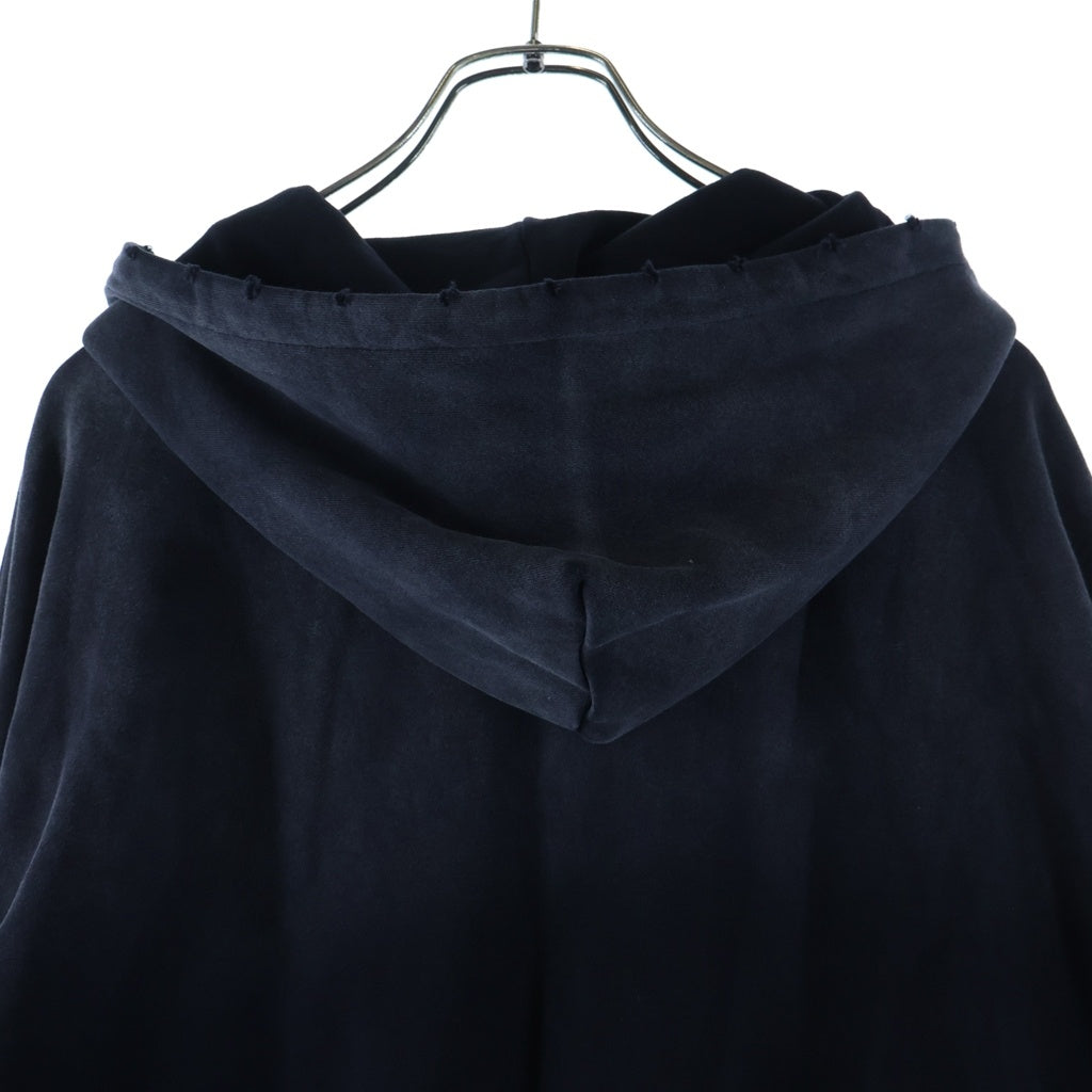NO BRAND(ノーブランド) OZARA (オザラ） WAVE JACKET フロントロゴスタッズ クロップド丈 ジップアパーカー フーディ ブラック