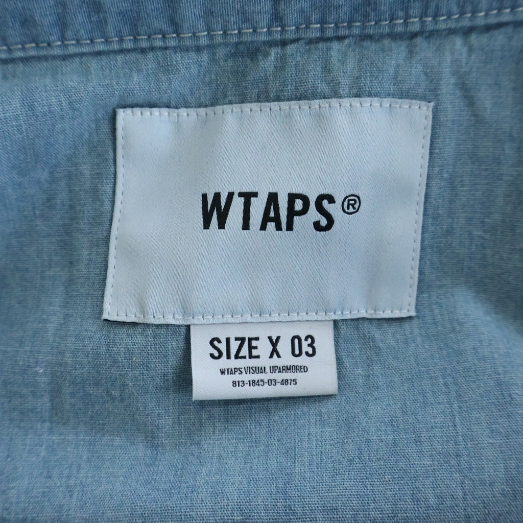 WTAPS(ダブルタップス) CB LS COTTON. CHAMBRAY バイオブリーチ加工 バックプリント 長袖シャツ ブルー 261WVDT-SHM03