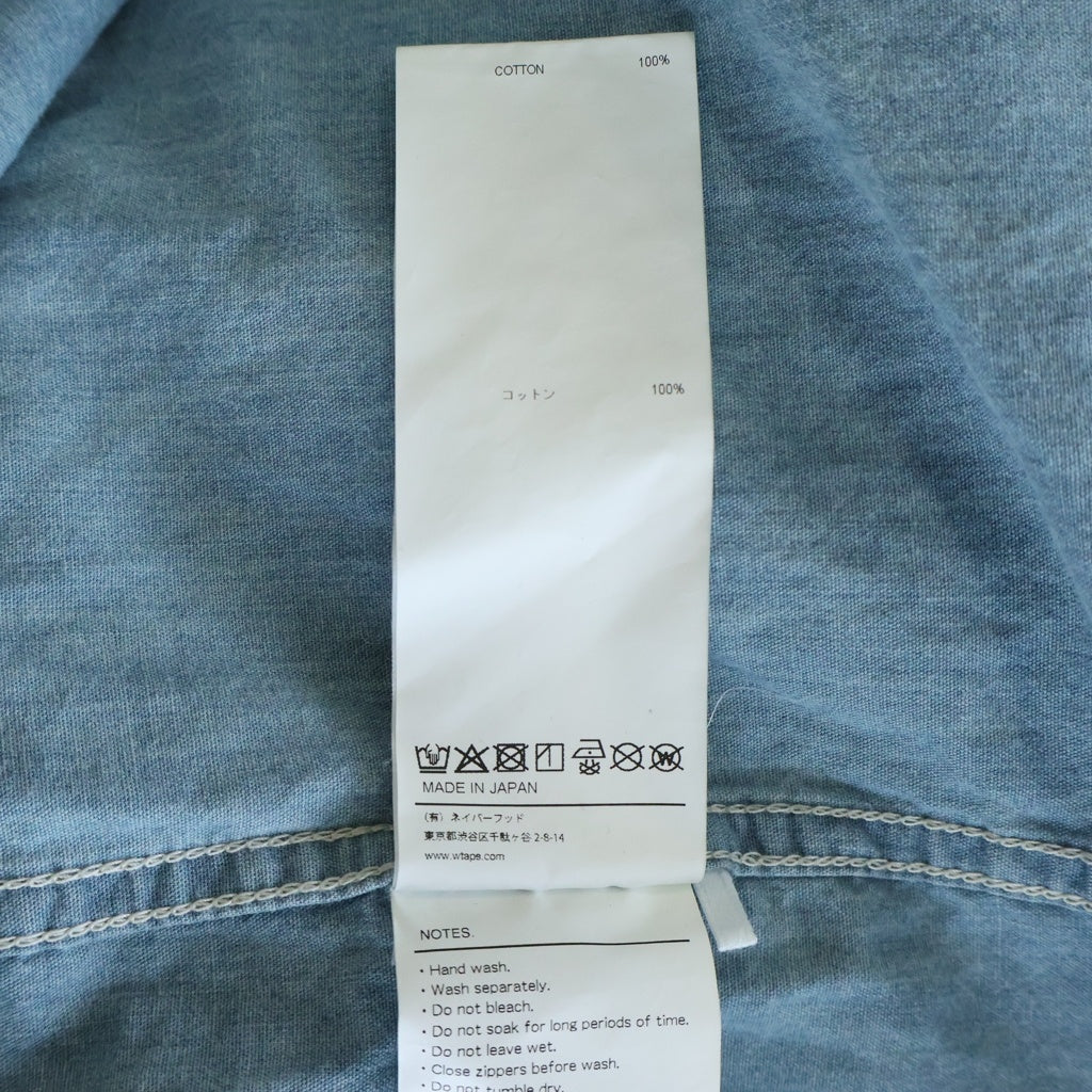 WTAPS(ダブルタップス) CB LS COTTON. CHAMBRAY バイオブリーチ加工 バックプリント 長袖シャツ ブルー 261WVDT-SHM03